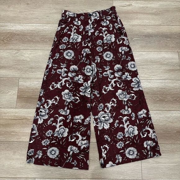 Anthropologie Linen Blend Mid Rise Wide Leg Pants Size 2 Floral Print - Picture 5 of 16